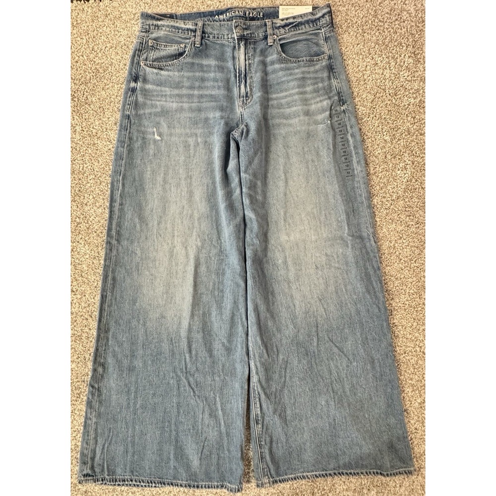 American Eagle Jeans Womens 12 Dreamy Drape Super High Rise Ultra Wide 31 NEW